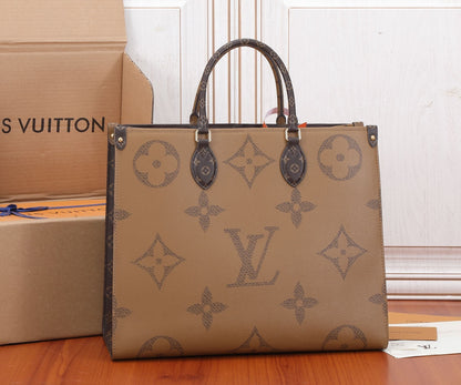 Two-Tone Monogram Structured Tote Bag