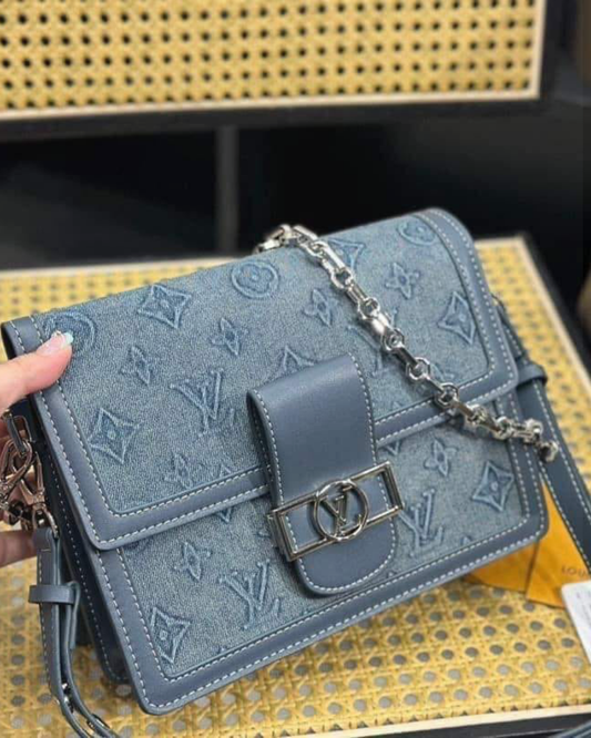 Denim Monogram Chain Shoulder & Crossbody Bag