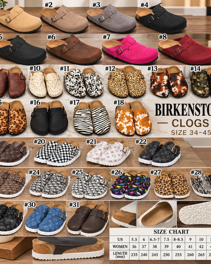 Classic Buckle Clog Mules – Solid Colors & Animal Prints