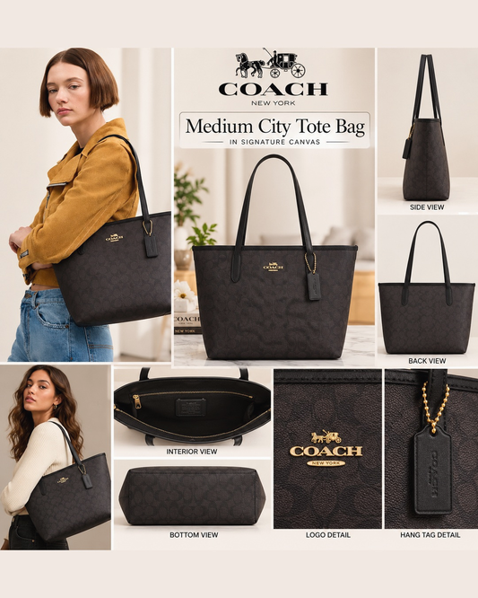 Medium City Tote Bag — Signature Canvas