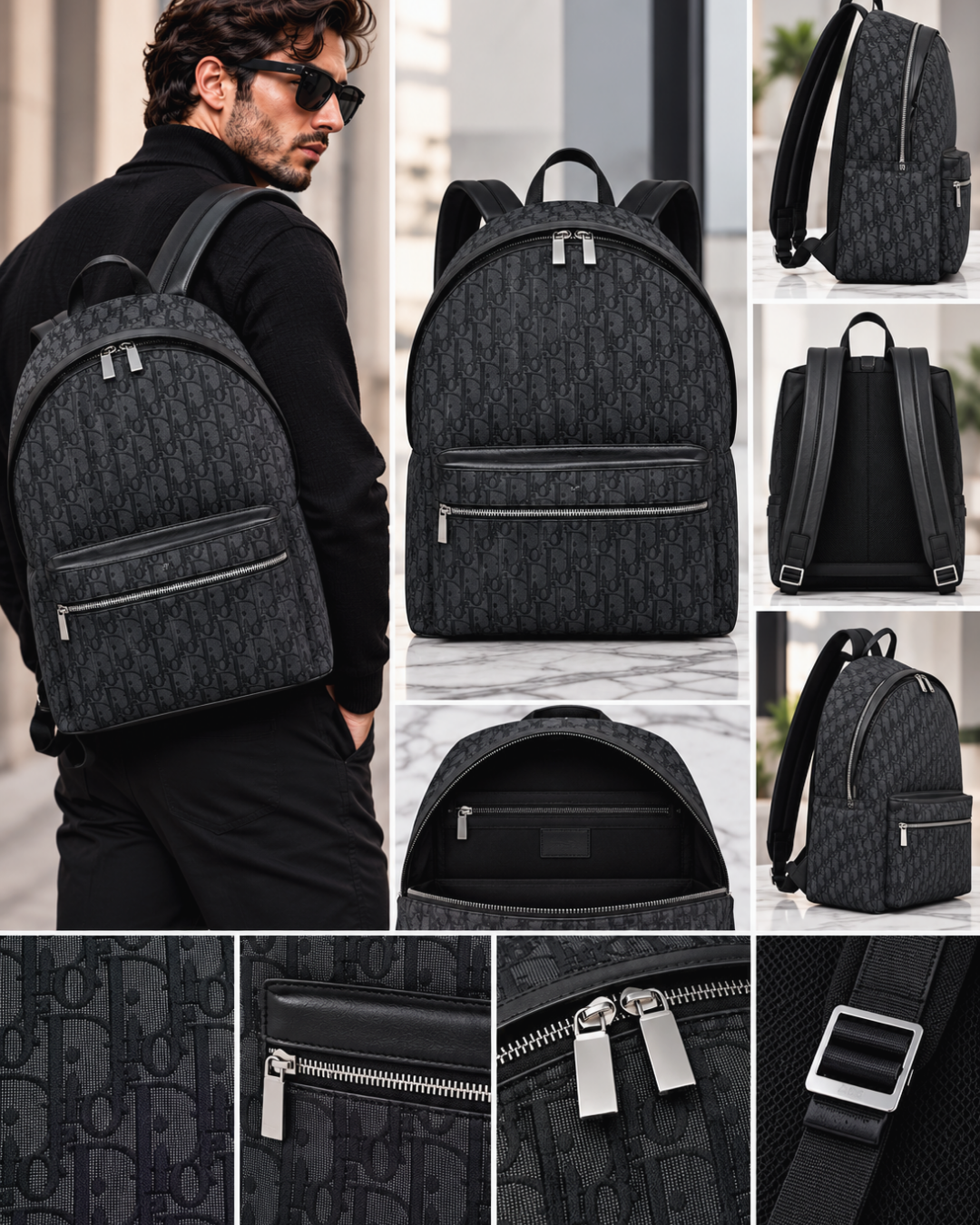 Rider Backpack – Black Dior Oblique Monogram Designer Backpack
