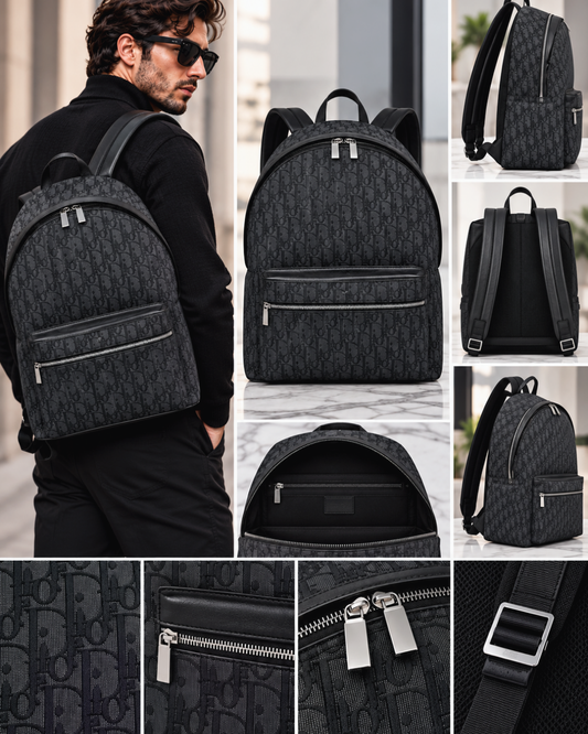 Rider Backpack – Black Dior Oblique Monogram Designer Backpack