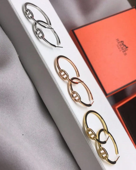 Signature H-Link Open Hoop Earrings – Gold, Silver & Rose Gold