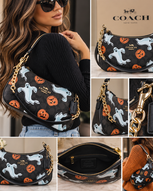 Halloween Ghost & Pumpkin Shoulder Bag