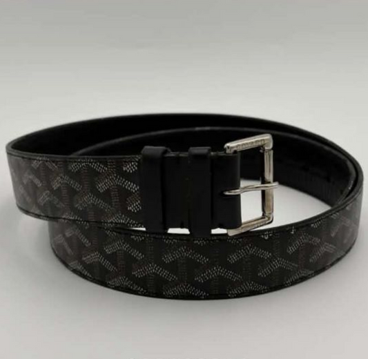 Black Monogram Belt – Silver Buckle