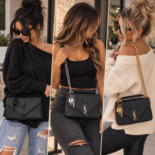 Midnight Chevron Chain Shoulder Bag