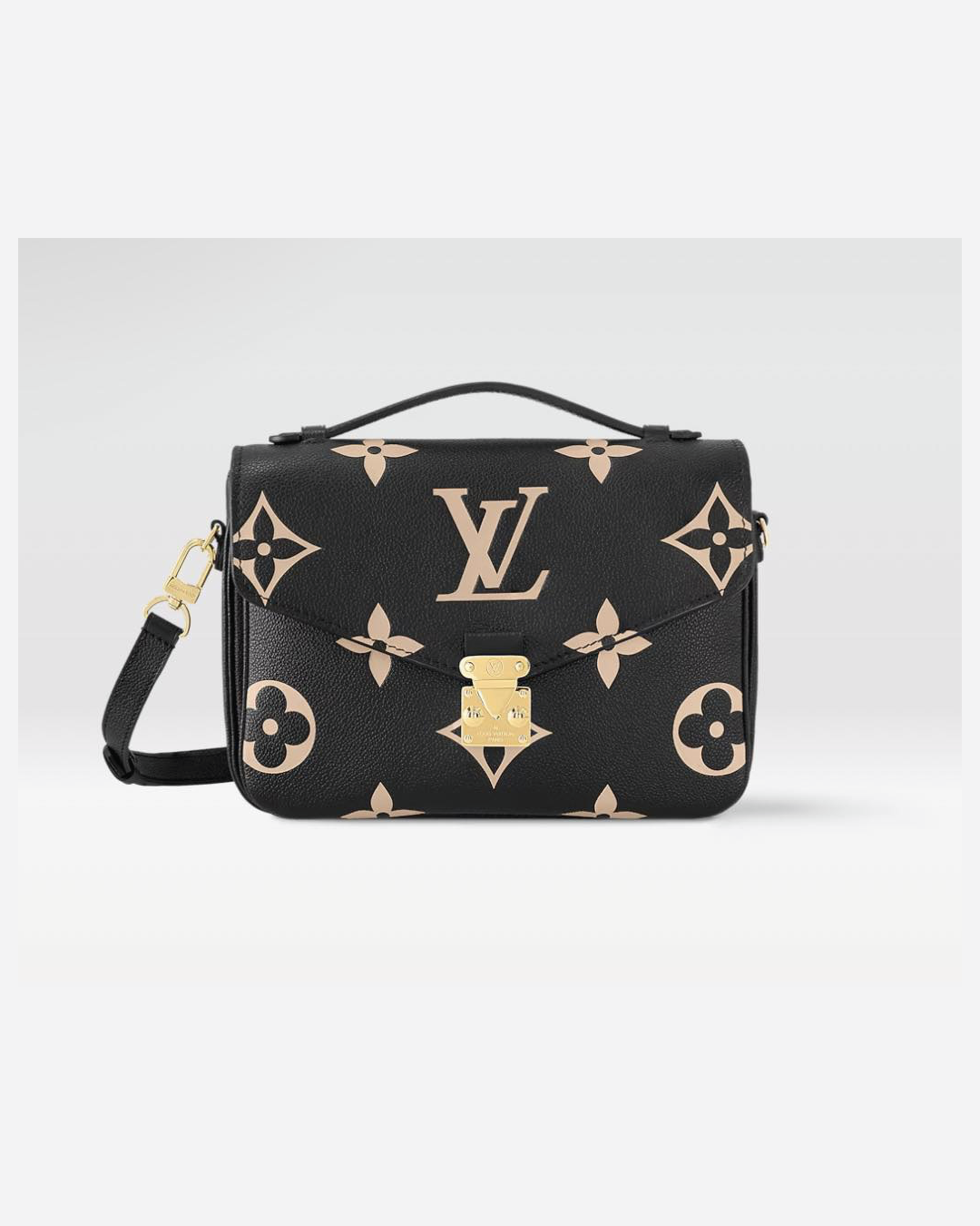 Black & Beige Monogram Print Crossbody Satchel Bag