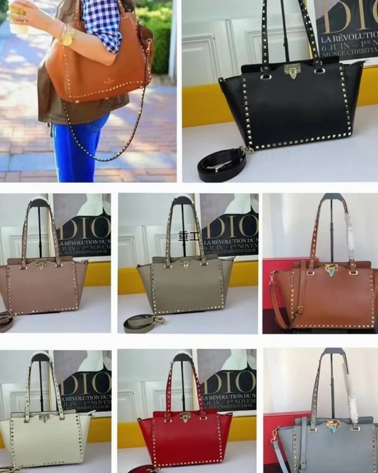 Signature Studded Tote Shoulder Bag