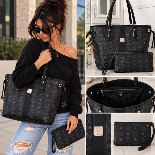 Midnight Monogram Tote & Wristlet Set