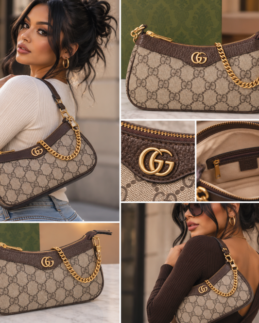 Mini Shoulder Bag – Beige & Brown