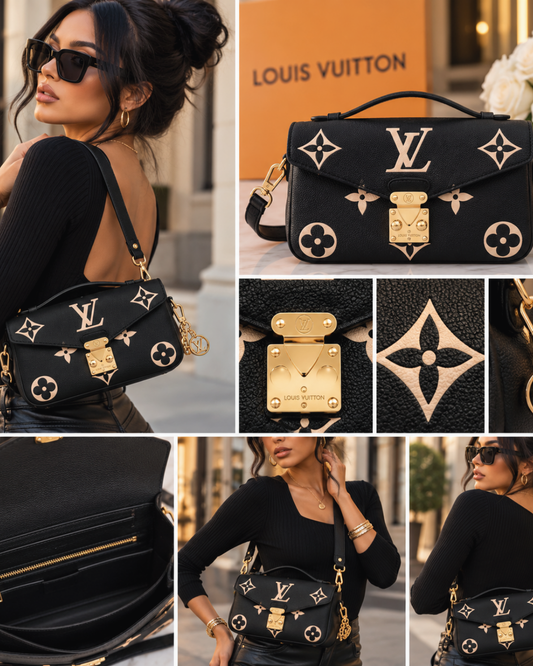 Black & Cream Monogram Mini Shoulder Bag