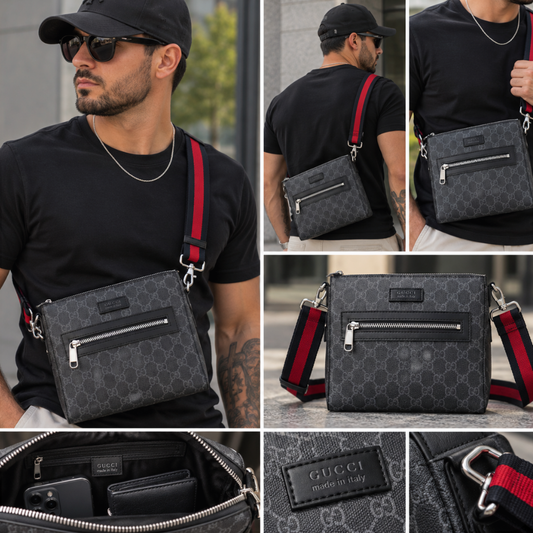 Unisex Signature Monogram Messenger Crossbody Bag