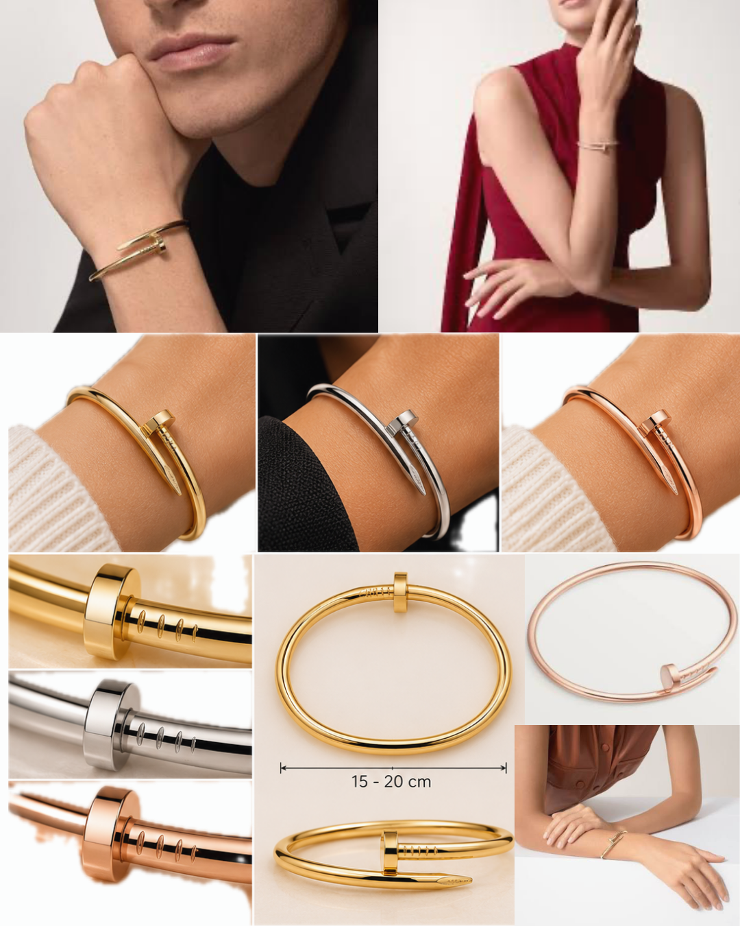Polished Nail Cuff Bangle Bracelet – Gold, Silver & Rose Gold