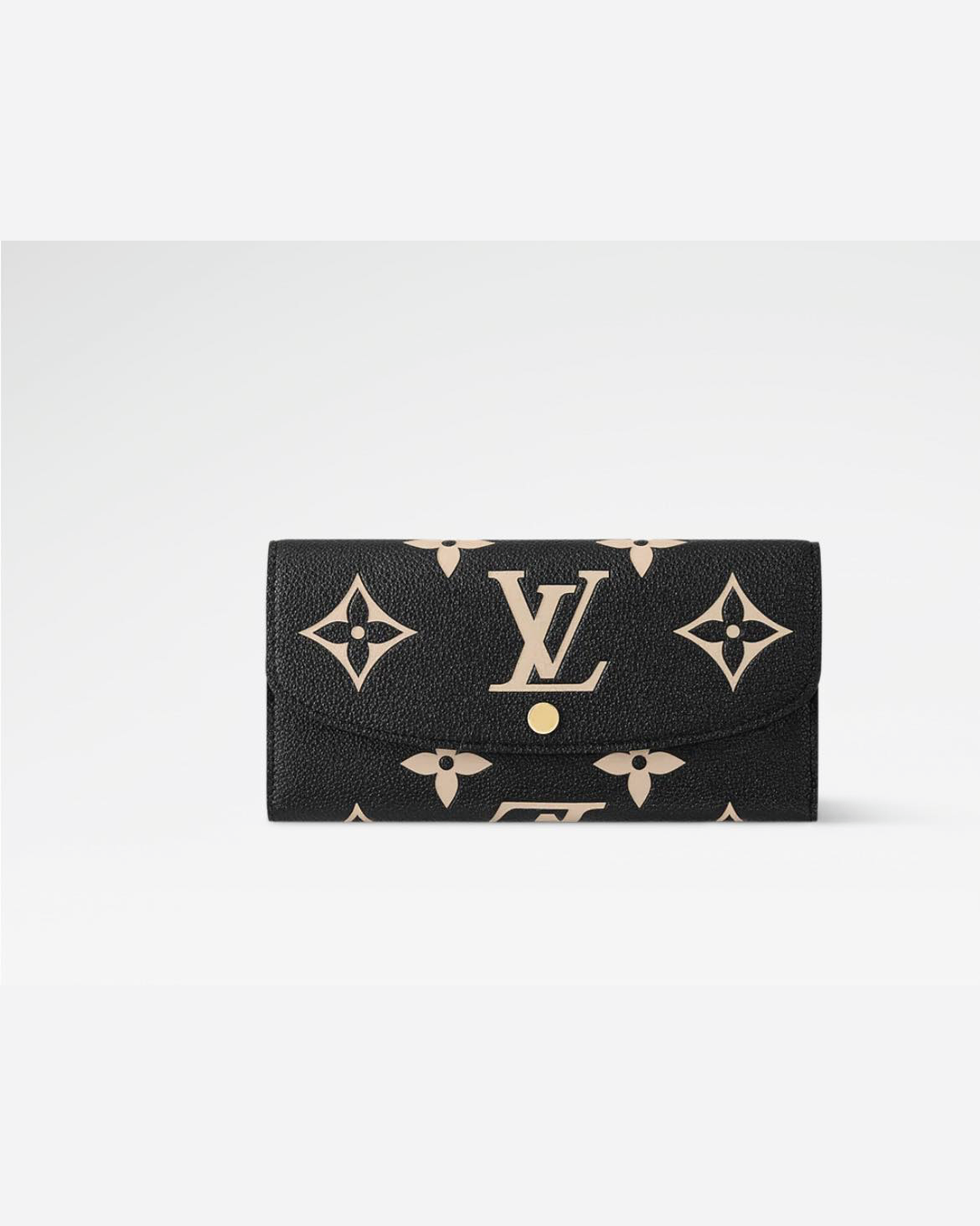 Black & Beige Monogram Print Flap Wallet