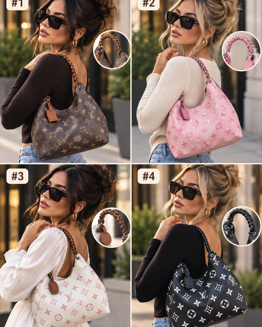 Braided Handle Monogram Hobo Bag – Multiple Colors