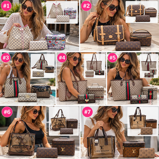Luxury 3-Piece Handbag & Accessories Sets