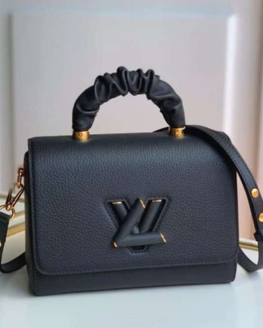 Ruched Handle Mini Satchel Crossbody Bag – Black & Gold