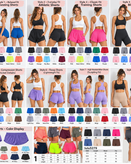 Women's Athletic Shorts & Biker Shorts Collection – Multiple Styles & Colors
