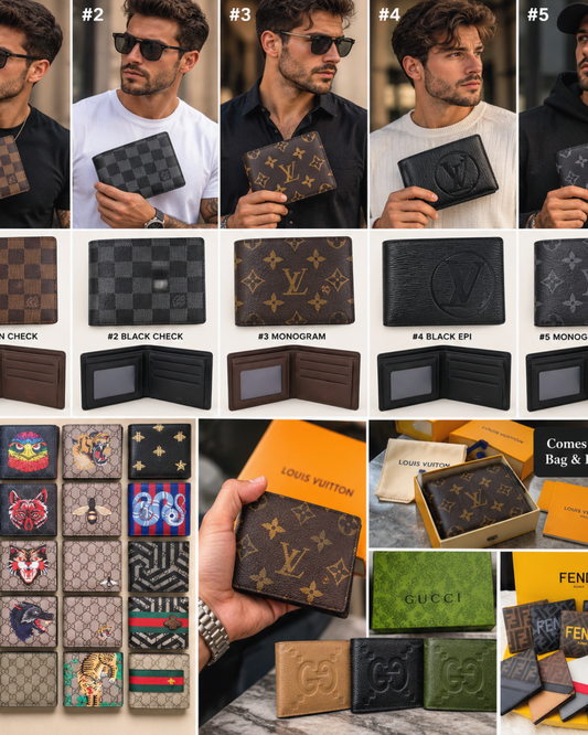 Men’s Designer-Style Bifold Wallets – Multiple Colors & Patterns
