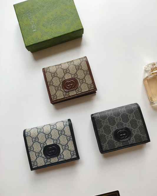 Monogram Compact Wallet – Classic Foldover Style | 3 Colors