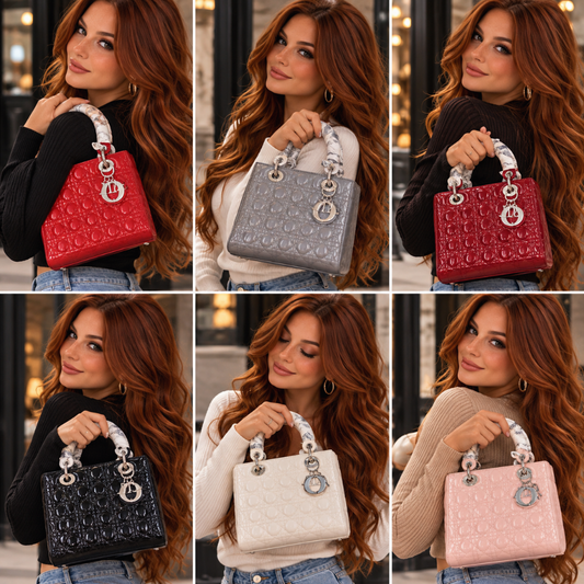 Luxe Glossy Embossed Mini Satchel Handbag