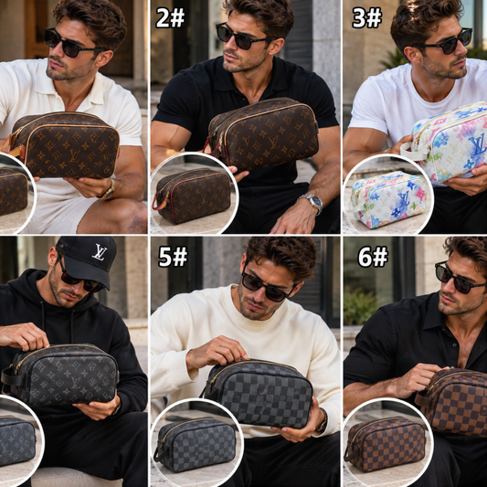 Men's Luxury Monogram Double-Zip Travel Toiletry Bag