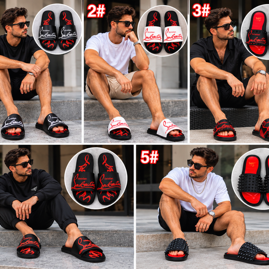 Men's Luxury Red Bottom Slide Sandals – 5 Styles