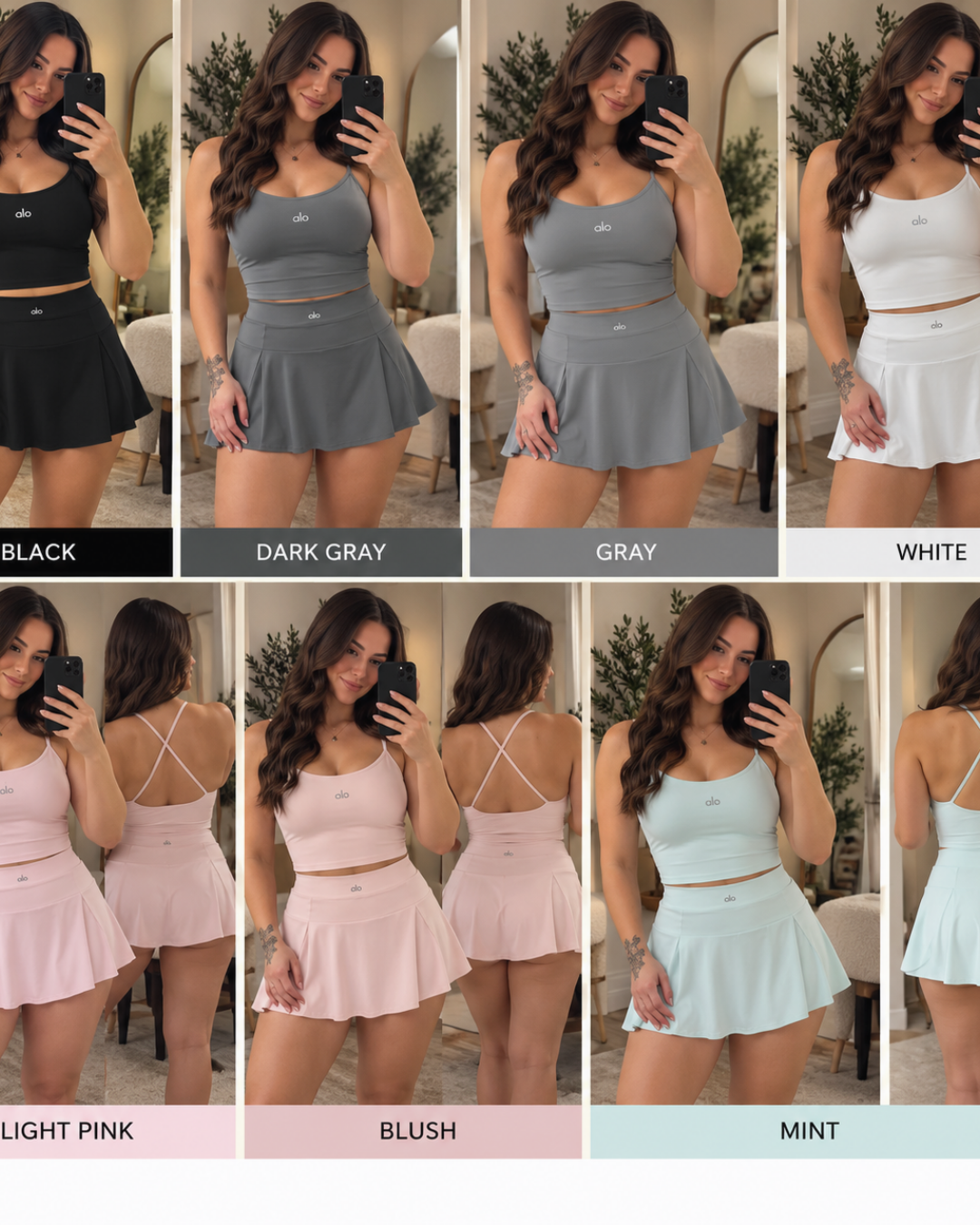 Crisscross Back Cami Top & Flowy Tennis Skort Set – Multiple Colors