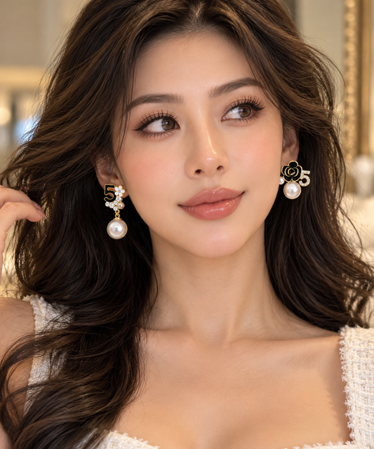 Vintage No. 5 Pearl & Floral Earrings