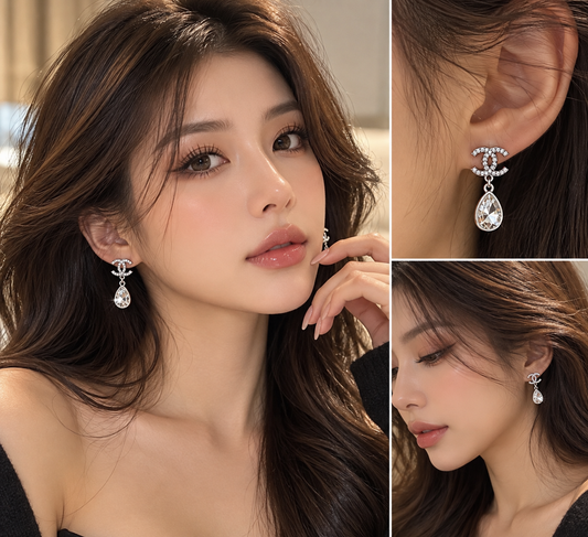 Crystal Teardrop Rhinestone Drop Earrings