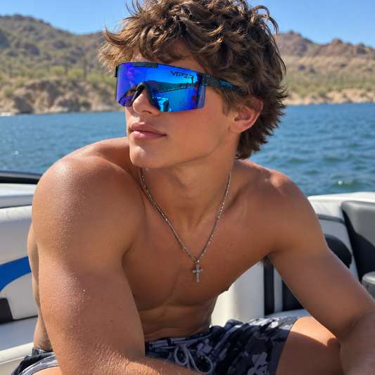 Oversized Mirrored Shield Sunglasses