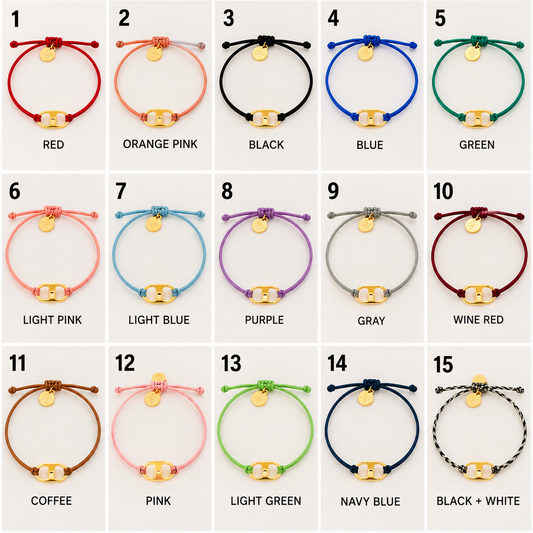 Gold-Tone Charm Bracelet – Adjustable Cord | Multiple Colors Preorder, 1 black in stock