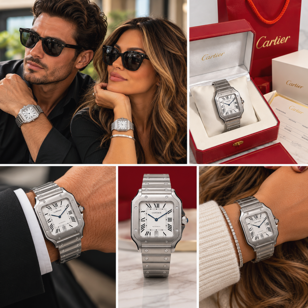 Stainless Steel Square Dial Automatic Watch with Roman Numerals