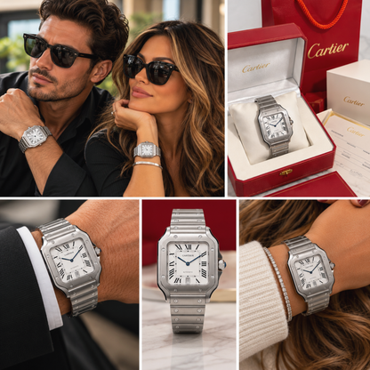 Stainless Steel Square Dial Automatic Watch with Roman Numerals