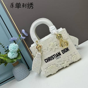 LADY D-LITE BAG White Embroidery with Macramé 24*20*11cm