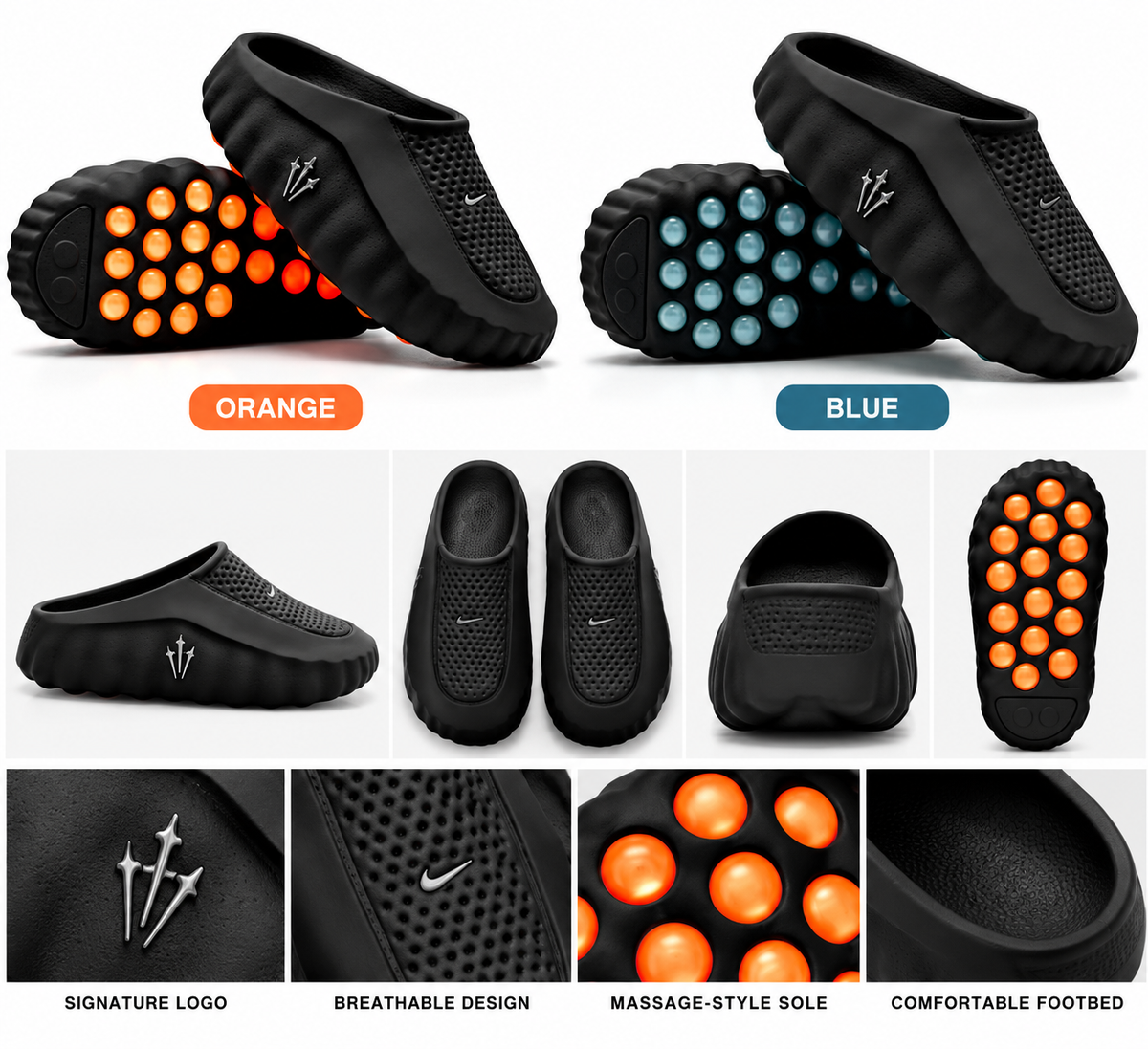 Futuristic Bubble Sole Slip-On Clogs – Black