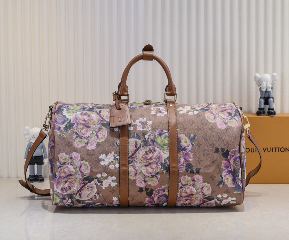 L * Keepall Bandouliere floral pattern of buttercups Duffle