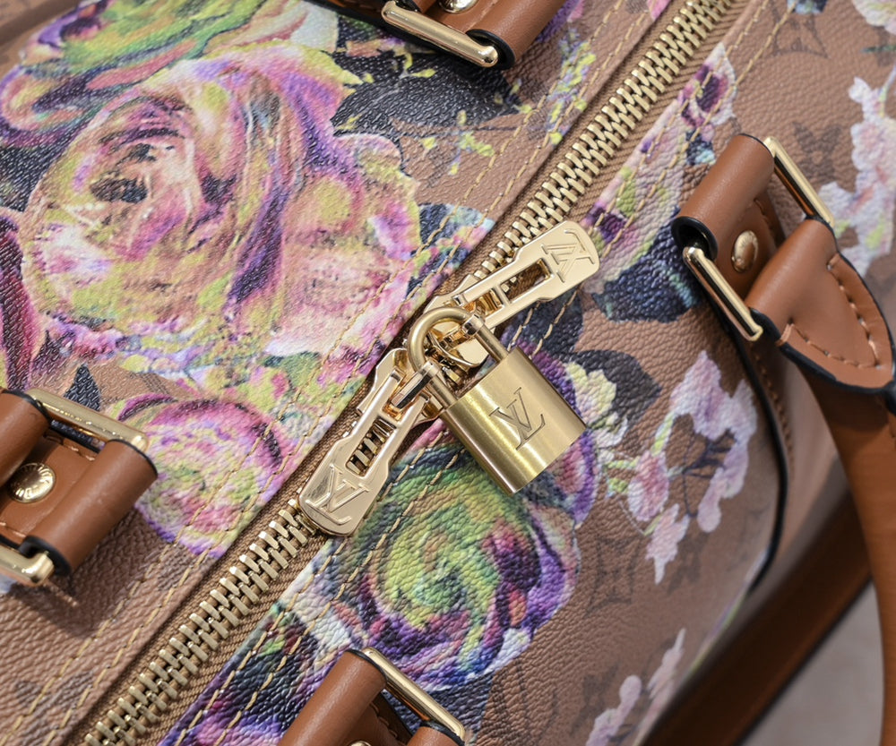 L * Keepall Bandouliere floral pattern of buttercups Duffle