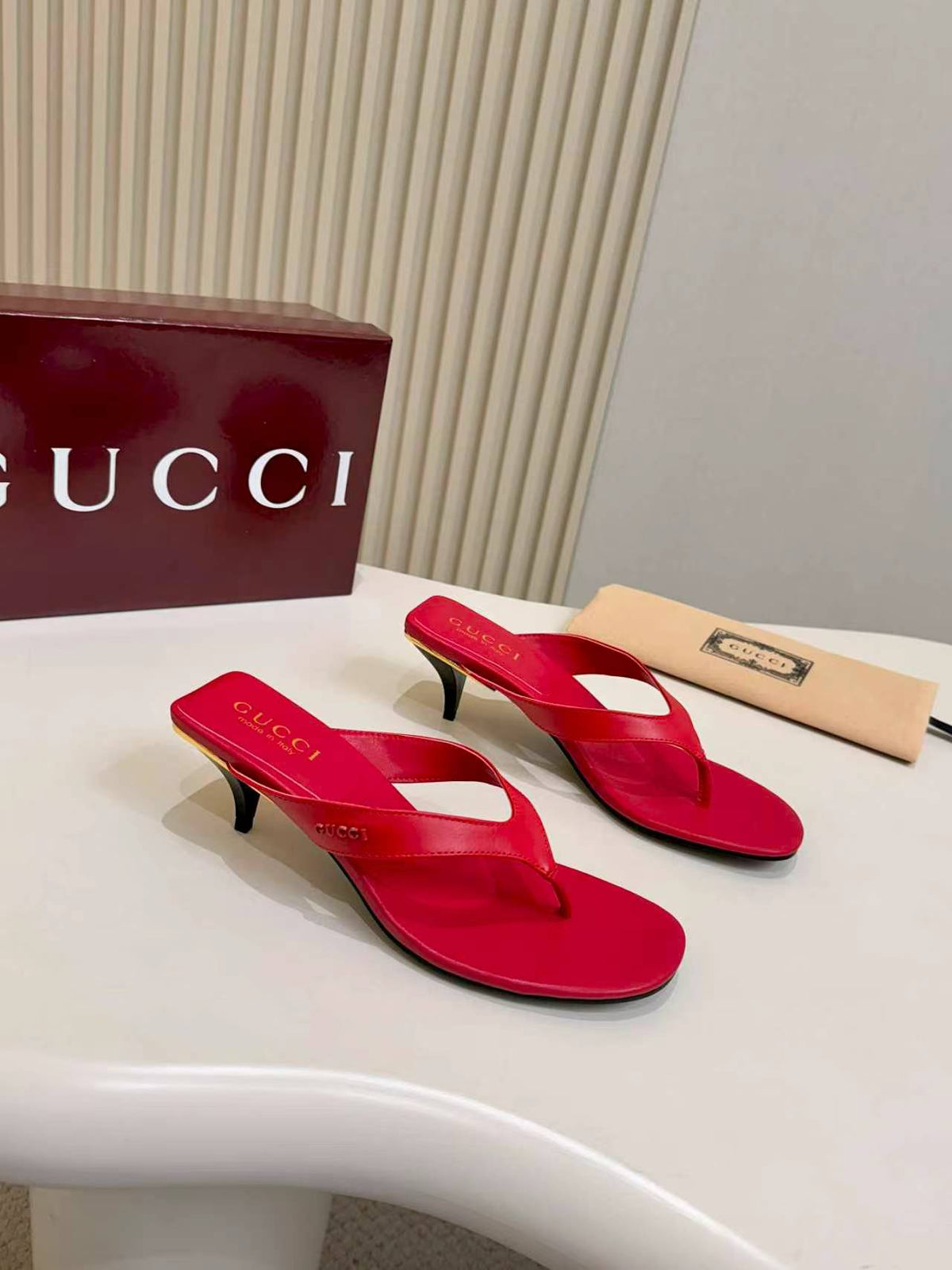 Thong Sandals with Kitten Heels