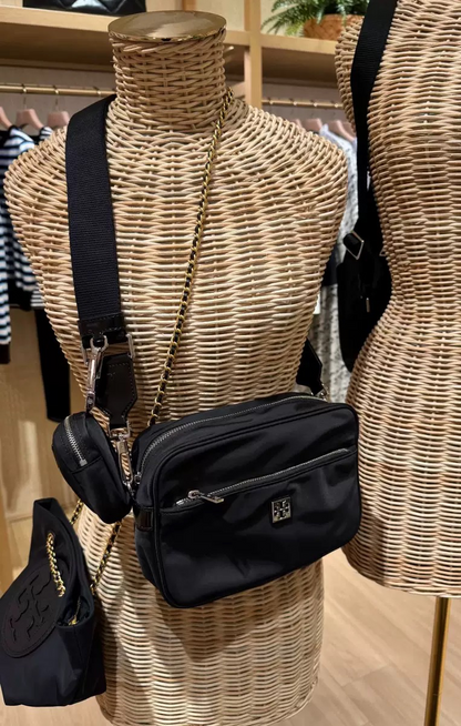 Nylon Crossbody Bag with Mini Pouch