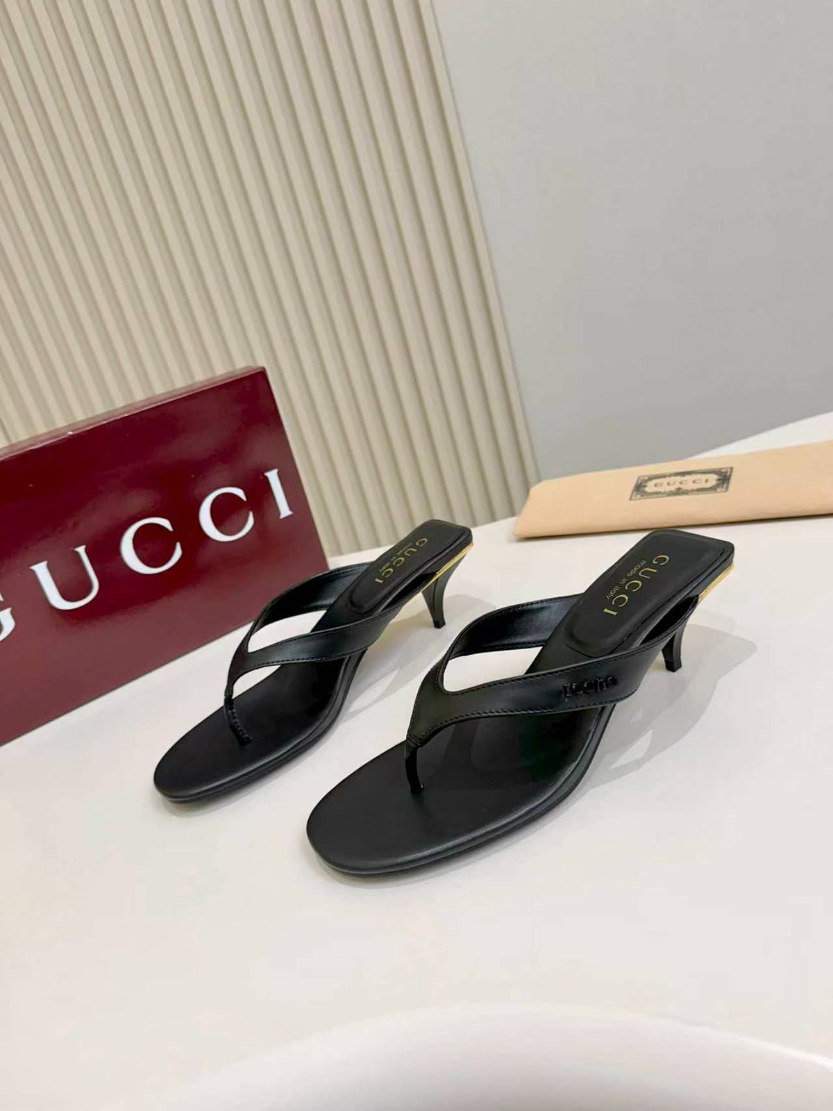 Thong Sandals with Kitten Heels