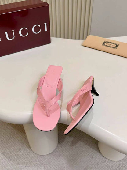 Thong Sandals with Kitten Heels