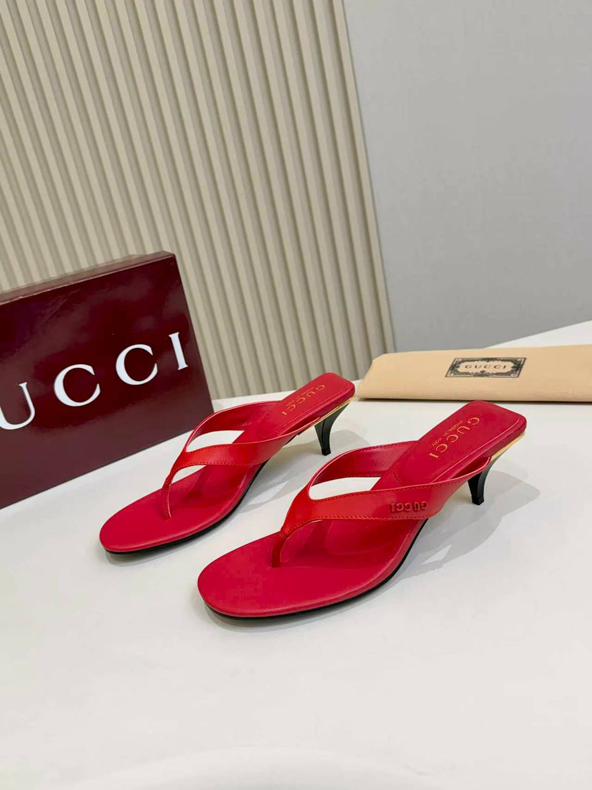 Thong Sandals with Kitten Heels