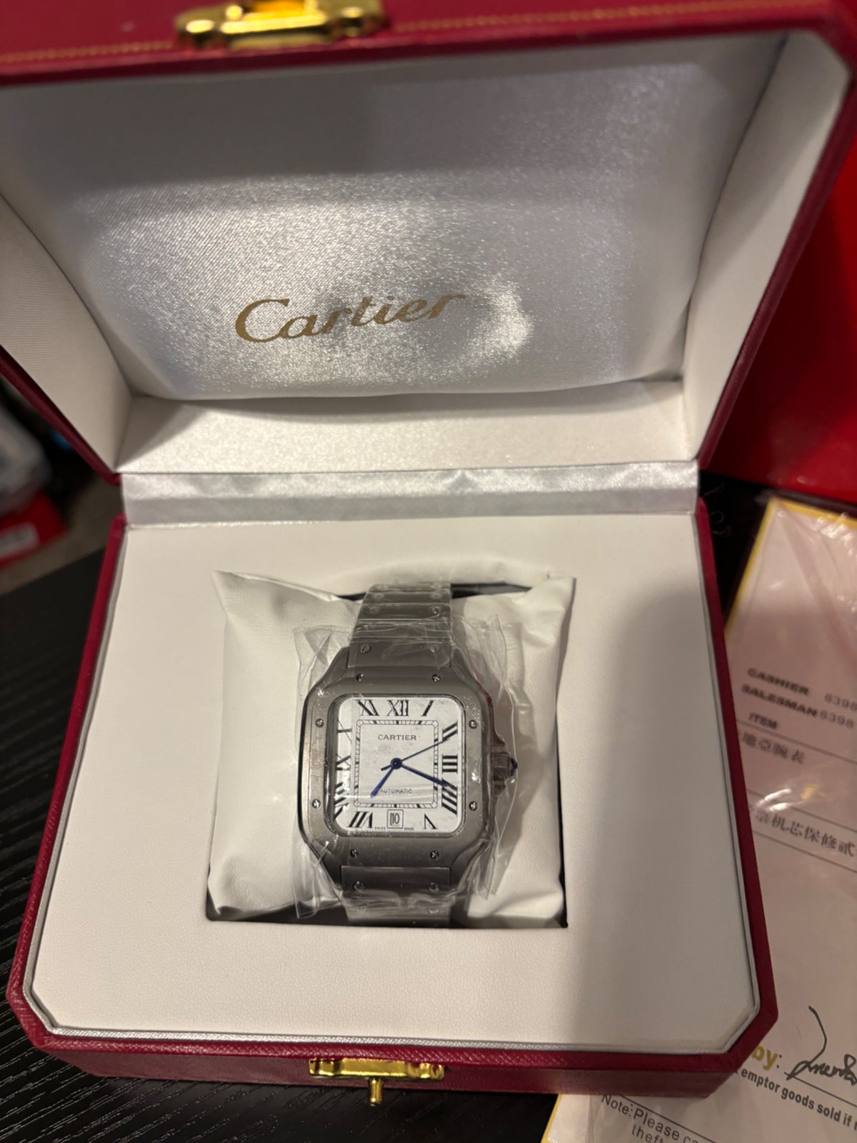 Stainless Steel Square Dial Automatic Watch with Roman Numerals