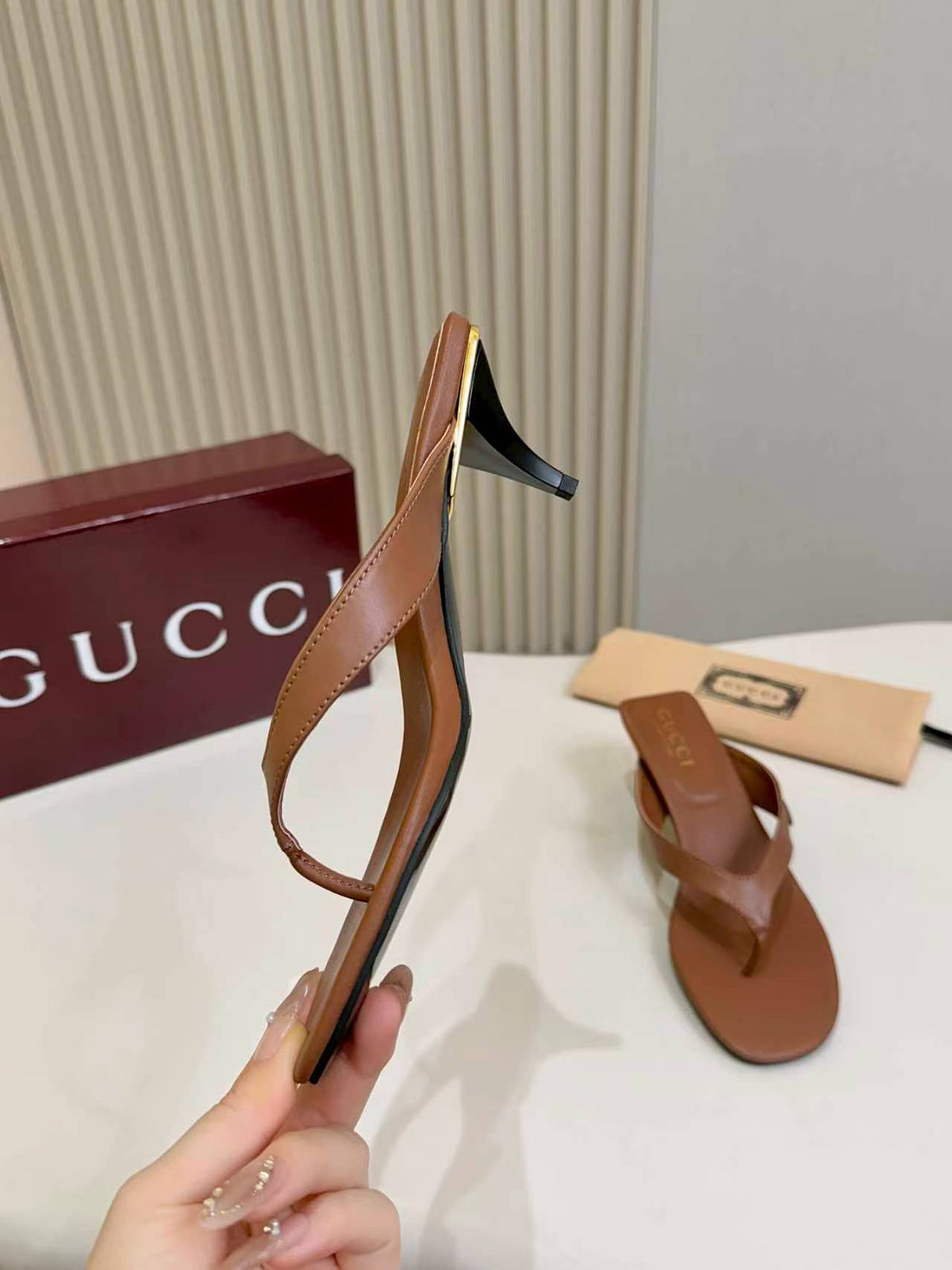Thong Sandals with Kitten Heels
