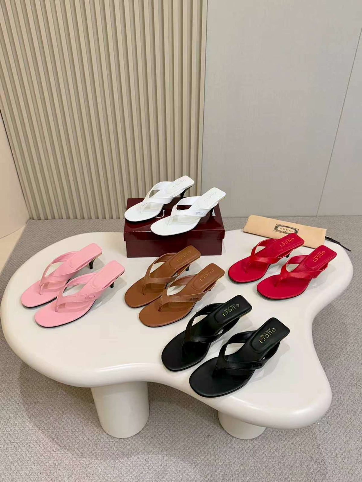Thong Sandals with Kitten Heels