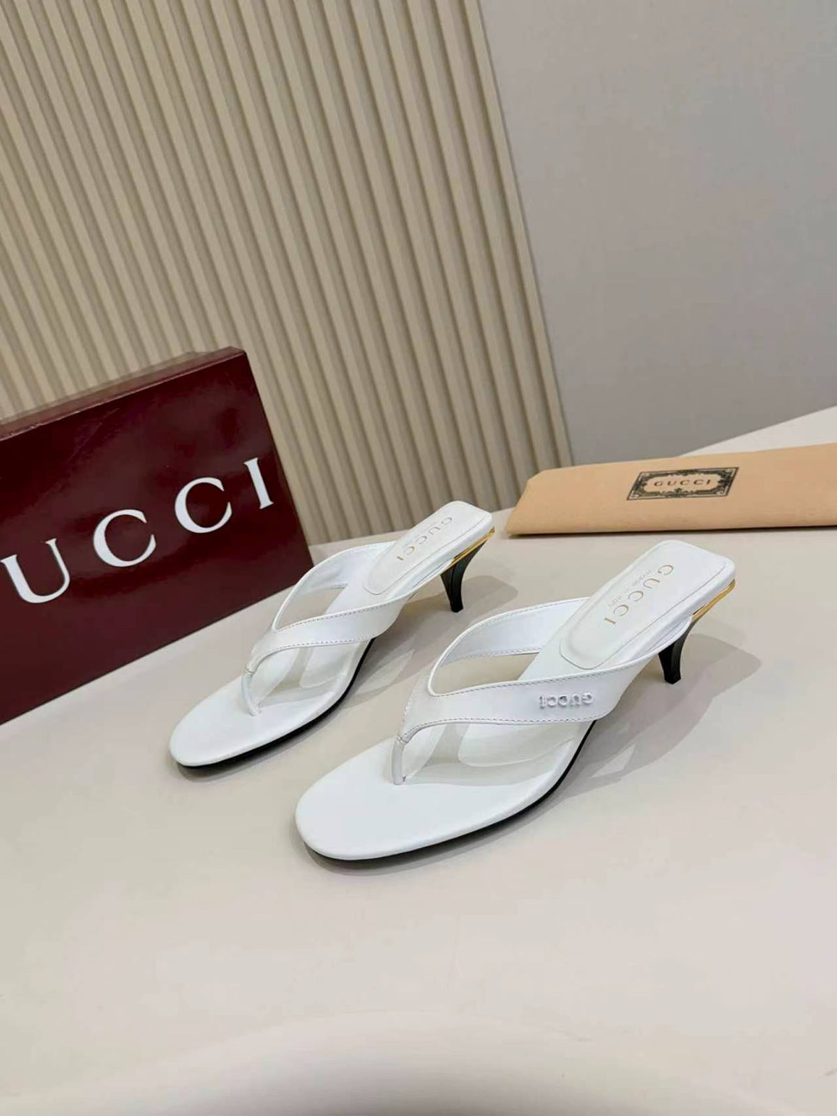 Thong Sandals with Kitten Heels