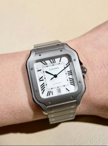 Stainless Steel Square Dial Automatic Watch with Roman Numerals