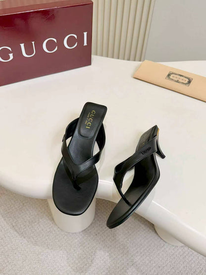 Thong Sandals with Kitten Heels