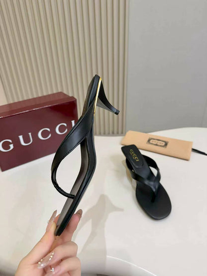 Thong Sandals with Kitten Heels
